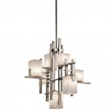 KL-CITY-LIGHTS7A City Lights 7 Light Chandelier in a Classic Pewter Finish