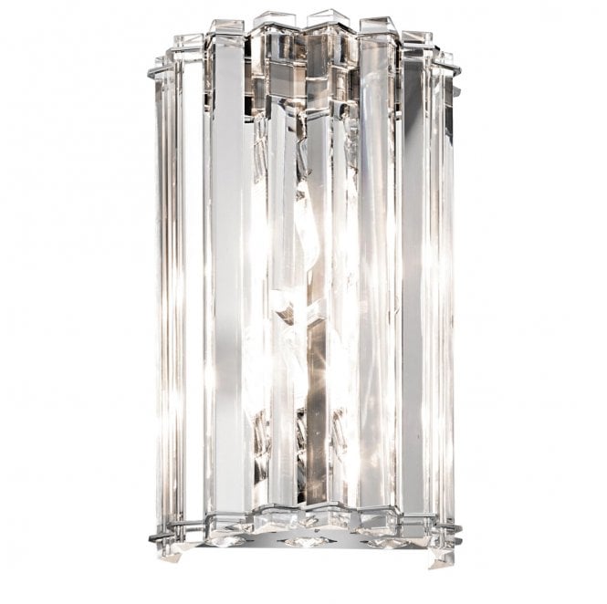 Kichler KL-CRYSTAL-SKYE2 Crystal Skye IP44 2 Light Wall Light in a Chrome Finish