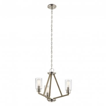 KL-DERYN3-DAG Deryn 3 Light Chandelier in a Distressed Antique Grey Finish