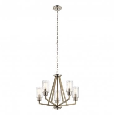 KL-DERYN5-DAG Deryn 5 Light Chandelier in a Distressed Antique Grey Finish