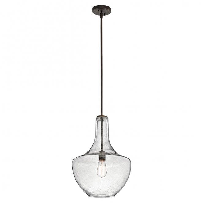 Kichler KL-EVERLY-P-M-OZ Everly 1 Light Medium Pendant in an Old Bronze Finish
