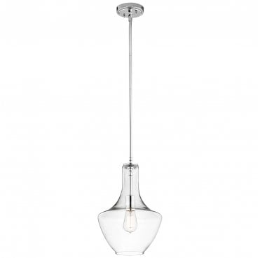 KL-EVERLY-P-S-CH Everly 1 Light Small Pendant in a Chrome Finish