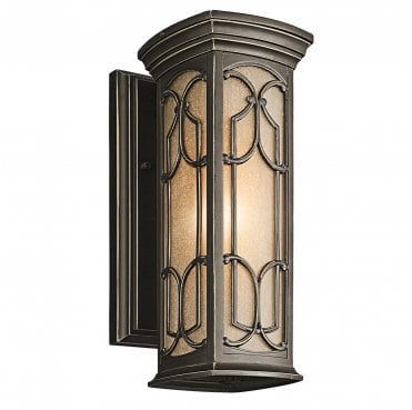 KL-FRANCEASI-S Franceasi Outdoor IP44 1 Light Small Wall Lantern in an Old Bronze Finish