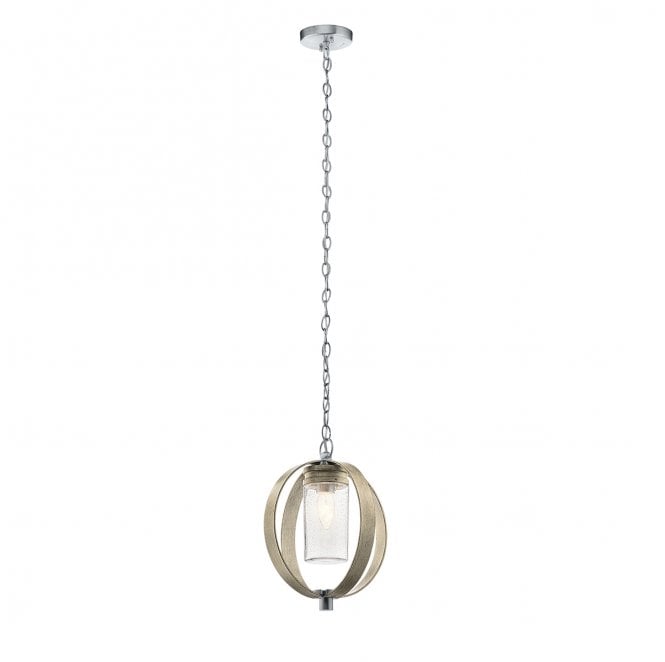 Kichler KL-GRAND-BANK-P-DAG Grand Bank Outdoor  IP44 1 Light Pendant in a Distressed Antique Grey and Brushed Aluminium Finish
