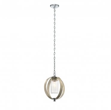 KL-GRAND-BANK-P-DAG Grand Bank Outdoor IP44 1 Light Pendant in a Distressed Antique Grey and Brushed Aluminium Finish