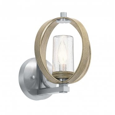 KL-GRAND-BANK1-DAG Grand Bank Outdoor IP44 1 Light Wall Light in a Distressed Antique Grey and Brushed Aluminium Finish