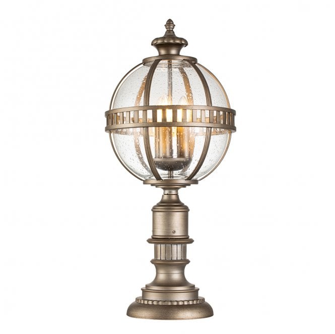 Kichler KL-HALLERON-3M-BU Halleron Outdoor IP44 3 Light Pedestal Lantern in a Burnished Bronze Finish