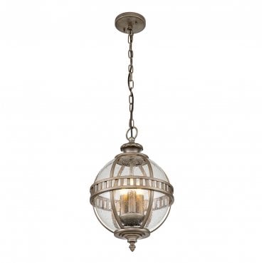 KL-HALLERON-8M-BU Halleron Outdoor IP44 3 Light Chain Lantern in a Burnished Bronze Finish