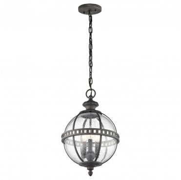 KL-HALLERON-8M Halleron Outdoor IP44 3 Light Chain Lantern in a Londonderry Finish