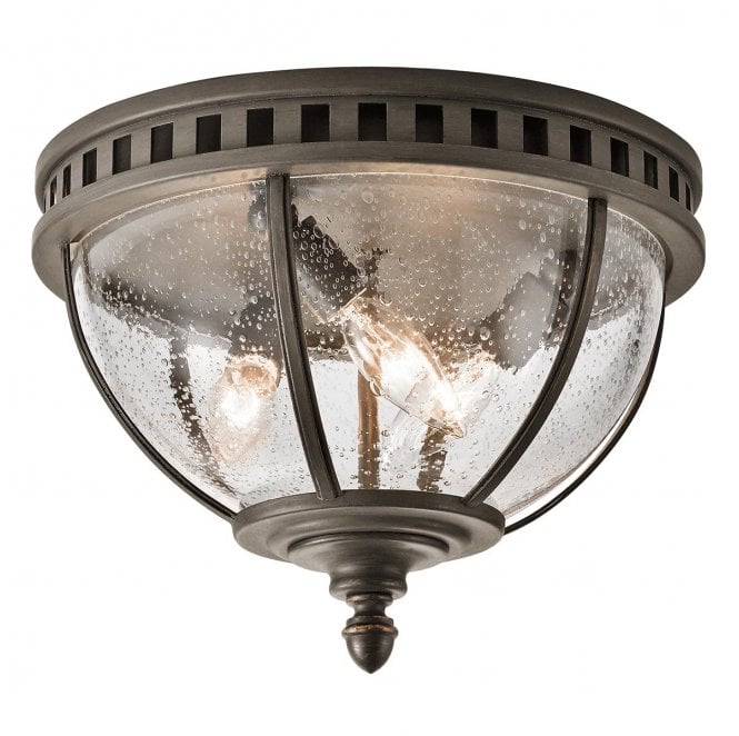 Kichler KL-HALLERON-F Halleron  Outdoor IP44 3 Light Ceiling Flush Light in a Londonderry Finish