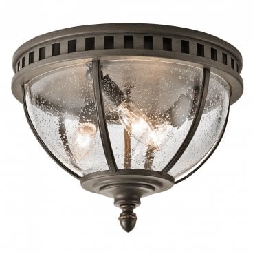 KL-HALLERON-F Halleron  Outdoor IP44 3 Light Ceiling Flush Light in a Londonderry Finish