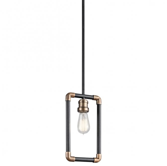 Kichler KL-IMAHN-MP Imahn 1 Light Mini Pendant in a Black and Natural Brass Finish