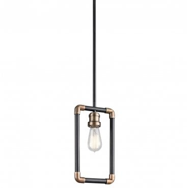 KL-IMAHN-MP Imahn 1 Light Mini Pendant in a Black and Natural Brass Finish