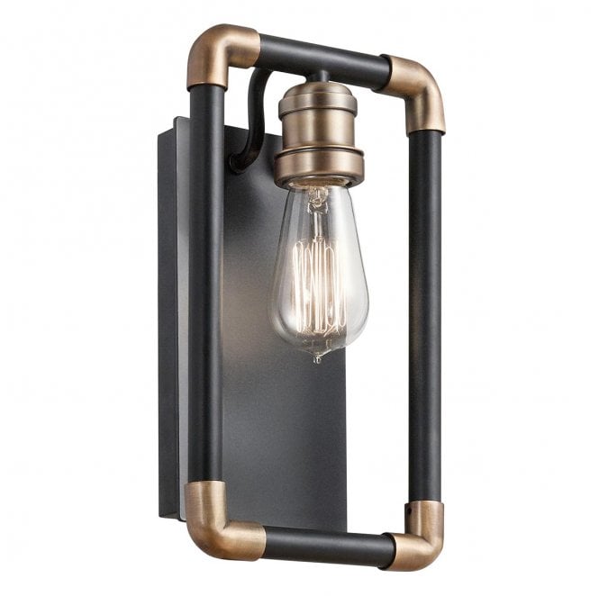 Kichler KL-IMAHN1 Imahn 1 Light Wall Light in a Black and Natural Brass Finish