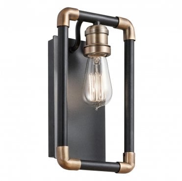 KL-IMAHN1 Imahn 1 Light Wall Light in a Black and Natural Brass Finish