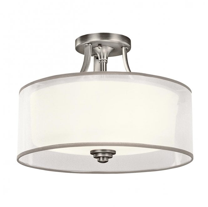 Kichler KL-LACEY-SF-AP Lacey 3 Light Small Semi Flush Light in an Antique Pewter Finish
