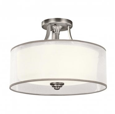 KL-LACEY-SF-AP Lacey 3 Light Small Semi Flush Light in an Antique Pewter Finish