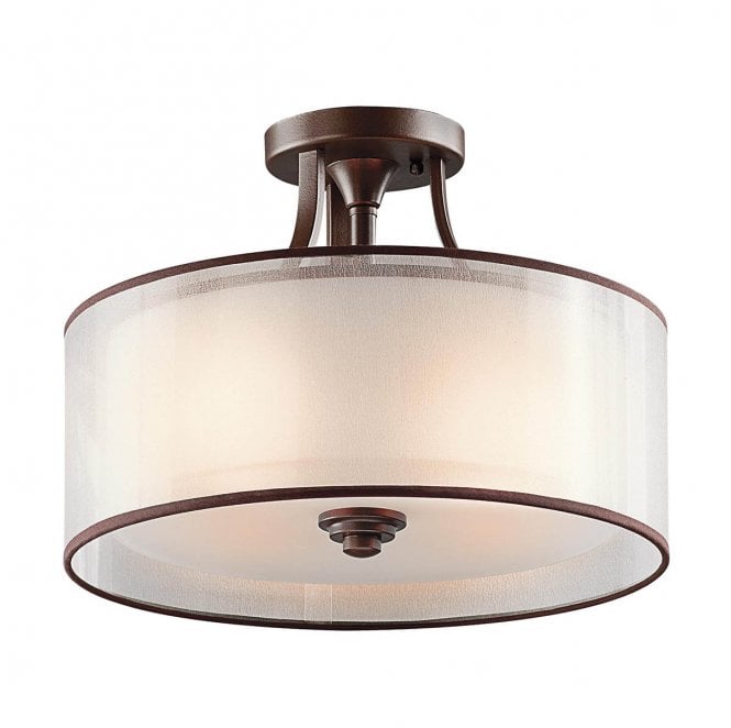 Kichler KL-LACEY-SF-MB Lacey 3 Light Small Semi Flush Light in a Mission Bronze Finish