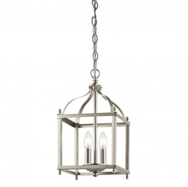KL-LARKIN-P-S-NI Larkin 2 Light Small Pendant in a Brushed Nickel Finish