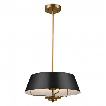 KL-LUELLA-3P-BKB Luella 3 Light Duo Mount Pendant in a Black and Brass Finish