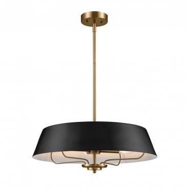 KL-LUELLA-4P-BKB Luella 4 Light Duo Mount Pendant in a Black and Brass Finish