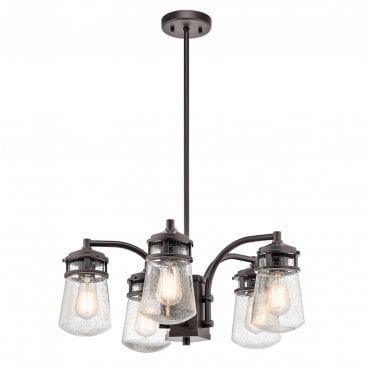KL-LYNDON-5P-AZ Lyndon Outdoor IP44 5 Light Chandelier in an Architectural Bronze Finish