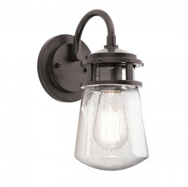 KL-LYNDON2-S-AZ Lyndon Outdoor IP44 1 Light Small Wall Lantern in an Architectural Bronze Finish