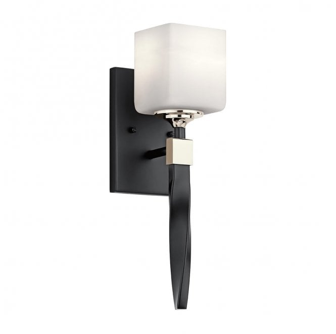 Kichler KL-MARETTE1-BK Marette IP44 1 Light Wall Light in a Black and Nickel Finish