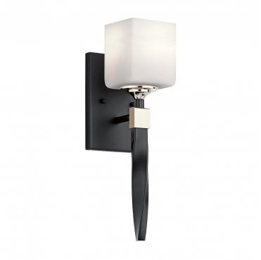 KL-MARETTE1-BK Marette IP44 1 Light Wall Light in a Black and Nickel Finish
