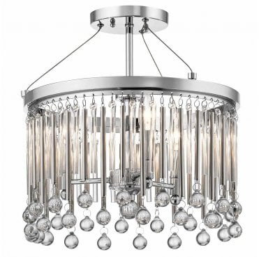 KL-PIPER-SF-PC Piper 3 Light Semi Flush Light in a Polished Chrome Finish