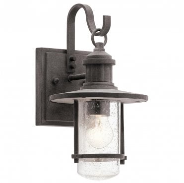 KL-RIVERWOOD2-S Riverwood Outdoor IP44 Small Wall Lantern in a Weathered Zinc Finish