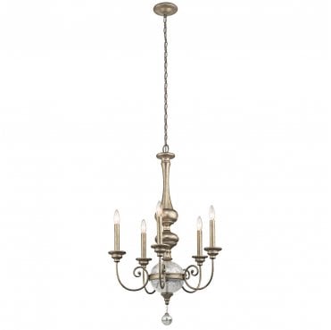 KL-ROSALIE-5B Rosalie 5 Light Chandelier in a Sterling Gold Finish