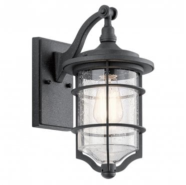 KL-ROYAL-MARINE2-S Royal Marine Outdoor IP44 1 Light Small Wall Lantern in a Distressed Black Finish