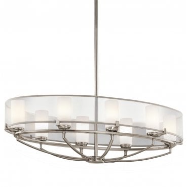 KL-SALDANA8 Saldana 8 Light Oval Chandelier in a Classic Pewter Finish