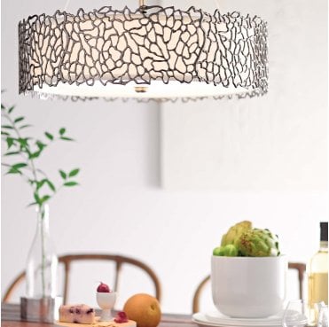 KL-SILVER-CORAL-P-A Silver Coral 3 Light Duo Mount Pendant in a Classic Pewter Finish