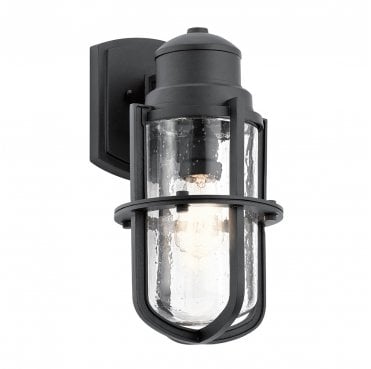 KL-SURI-M Suri Outdoor IP44 1 Light Wall Lantern in a Textured Black Finish
