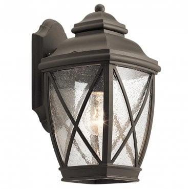 KL-TANGIER2-M Tangier Outdoor IP44 1 Light Medium Wall Lantern in an Old Bronze Finish