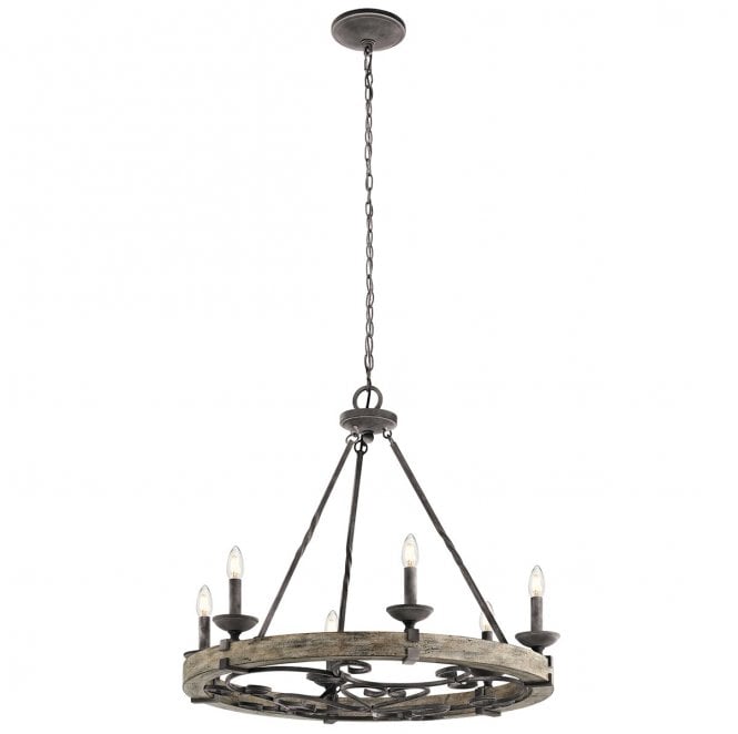 Kichler KL-TAULBEE6 Taulbee 6 Light Chandelier in a Weathered Zinc Finish