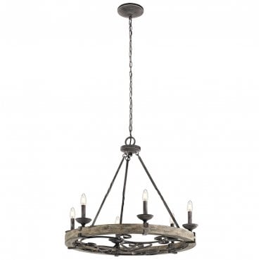 KL-TAULBEE6 Taulbee 6 Light Chandelier in a Weathered Zinc Finish