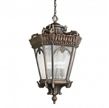 KL-TOURNAI8-M Tournai Outdoor IP44 1 Light Medium Chain Lantern in a Londonderry Finish