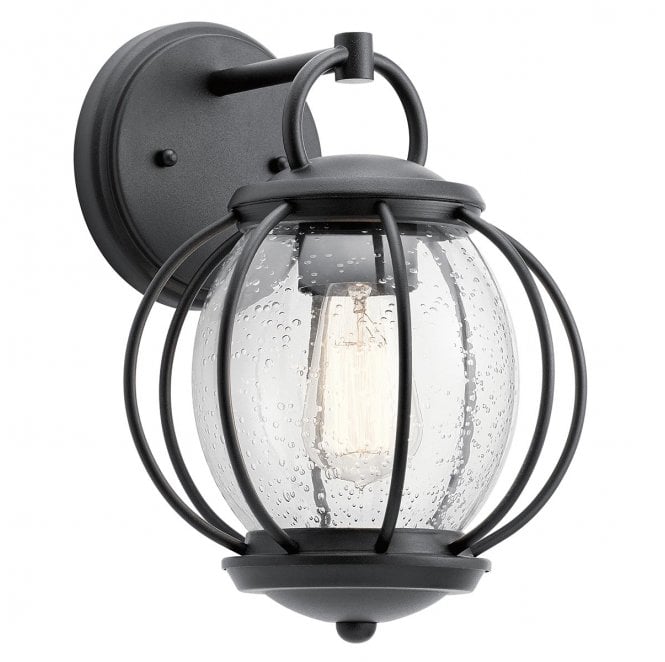 Kichler KL-VANDALIA2-S Vandalia Outdoor IP44 1 Light Wall Lantern in a Textured Black Finish