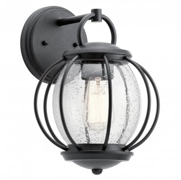KL-VANDALIA2-S Vandalia Outdoor IP44 1 Light Wall Lantern in a Textured Black Finish