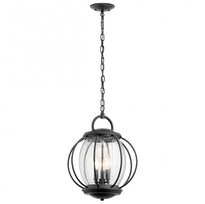 Kichler KL-VANDALIA8-L Vandalia Outdoor IP44 3 Light Large Chain Lantern in a Textured Black Finish