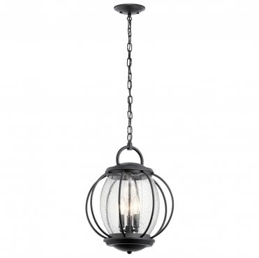 KL-VANDALIA8-L Vandalia Outdoor IP44 3 Light Large Chain Lantern in a Textured Black Finish
