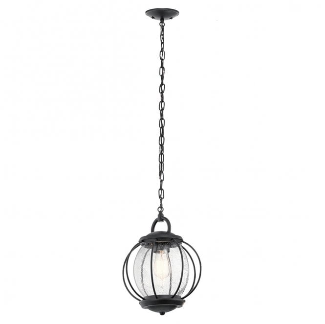 Kichler KL-VANDALIA8-M Vandalia Outdoor IP44 1 Light Medium Chain Lantern in a Textured Black Finish