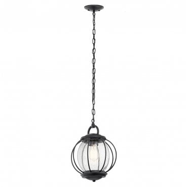 KL-VANDALIA8-M Vandalia Outdoor IP44 1 Light Medium Chain Lantern in a Textured Black Finish