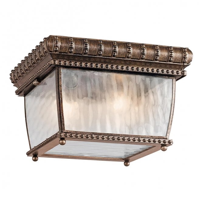 Kichler KL-VENETIAN-F Venetian Rain Outdoor IP44 2 Light Flush Mount in a Brushed Bronze Finish
