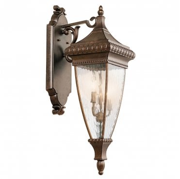 KL-VENETIAN2-L Venetian Rain Outdoor IP44 3 Light Large Wall Lantern in a Brushed Bronze Finish