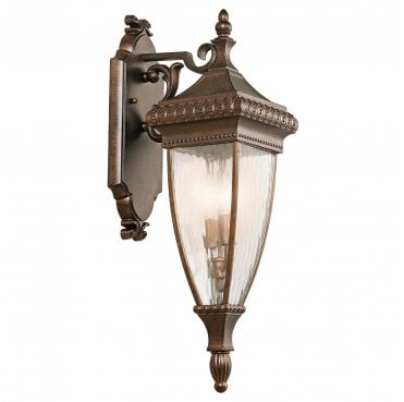 KL-VENETIAN2-M Venetian Rain Outdoor IP44 2 Light Medium Wall Lantern in a Brushed Bronze Finish