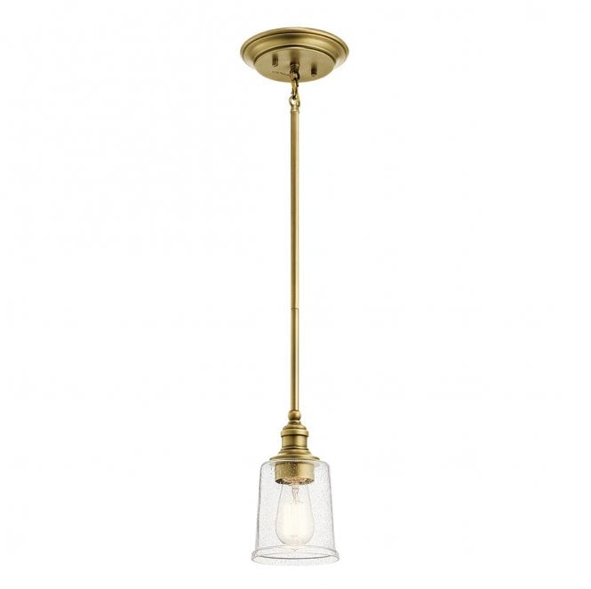 Kichler KL-WAVERLY-MP-NBR Waverly 1 Light Mini Pendant in a Natural Brass Finish